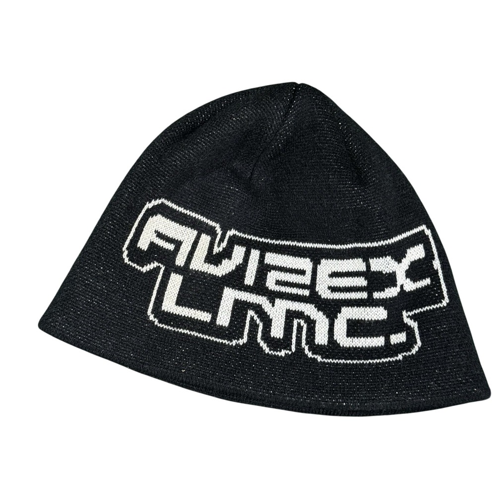 Avirex x LMC Lost Management Cities Black Knit Beanie Hat All Americans Patch